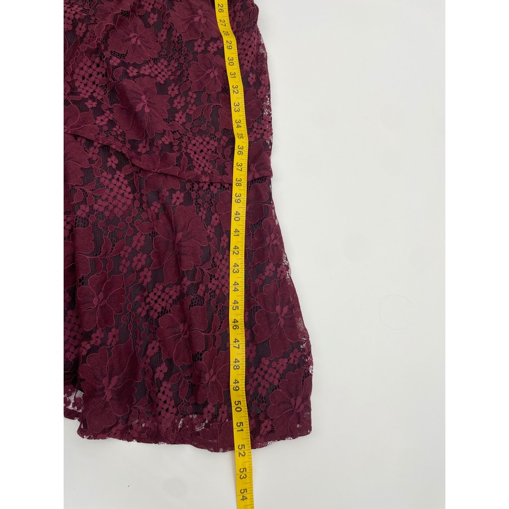 Lulus Molinetto Dress Womens S Burgundy Lace Tiered V-Neck Ruffle Wedding Guest - Picture 8 of 10